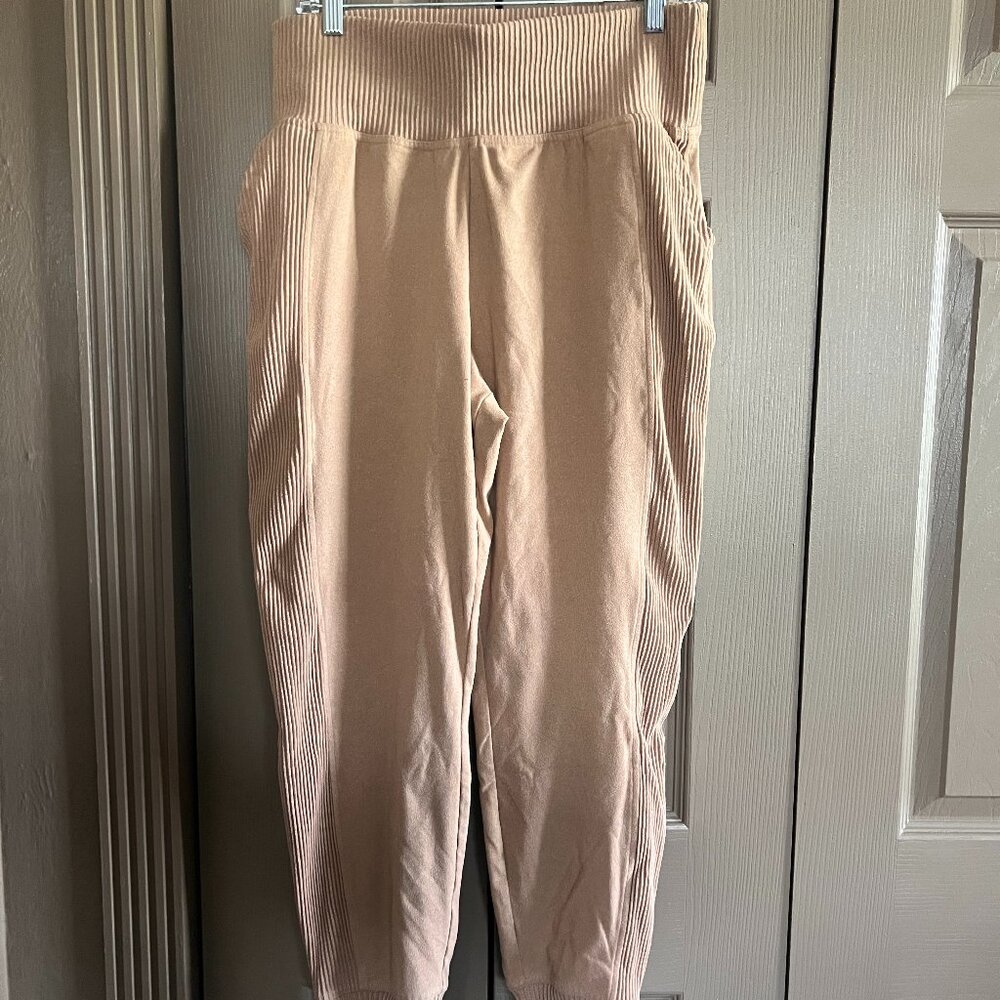 Tan Champion High-Waisted Joggers